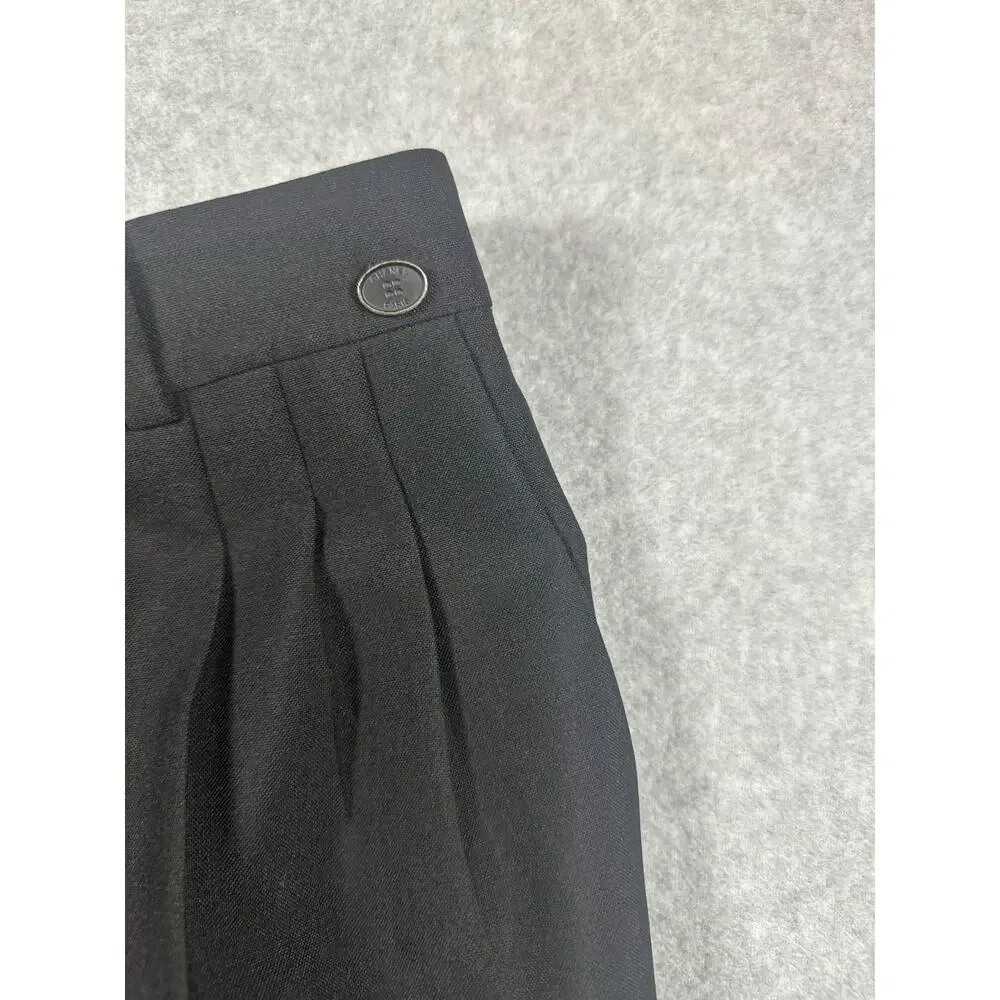 Chanel Dress Pants Women's Size 34 (US 2) Black Pleated High Rise Wide Leg